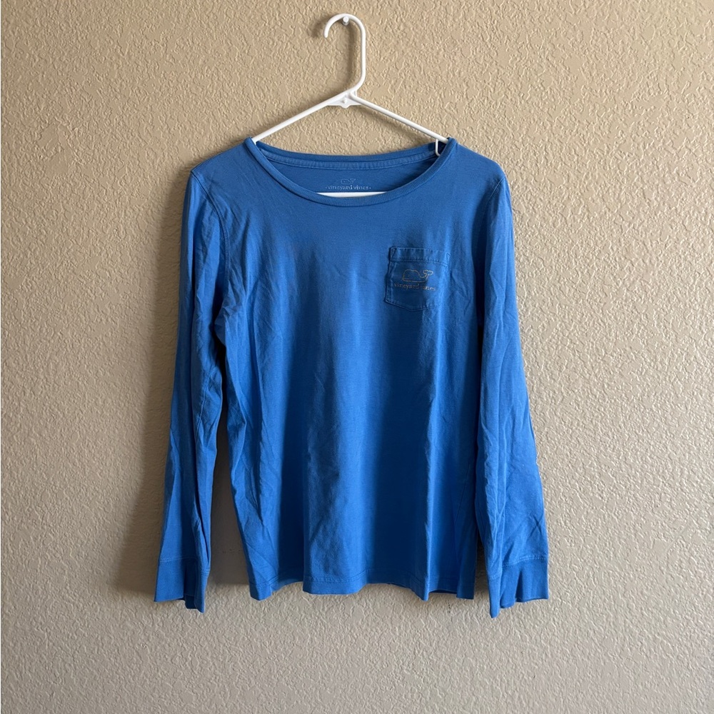 Vineyard Vines Blue with Yellow Crew Neck Tee Small